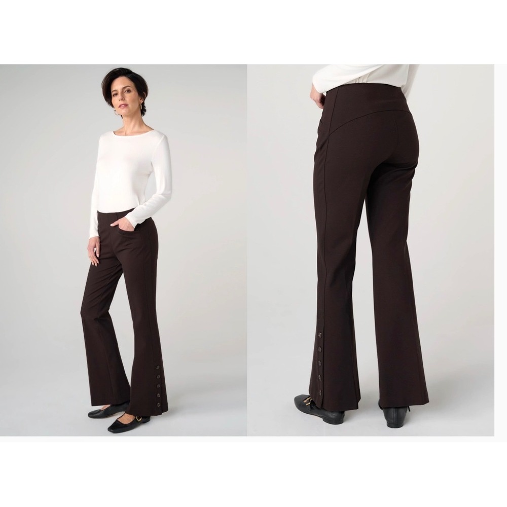 Liverpool Los Angeles Stella Kick Flare Black Pants Petite 6/28 Button Hem NEW
